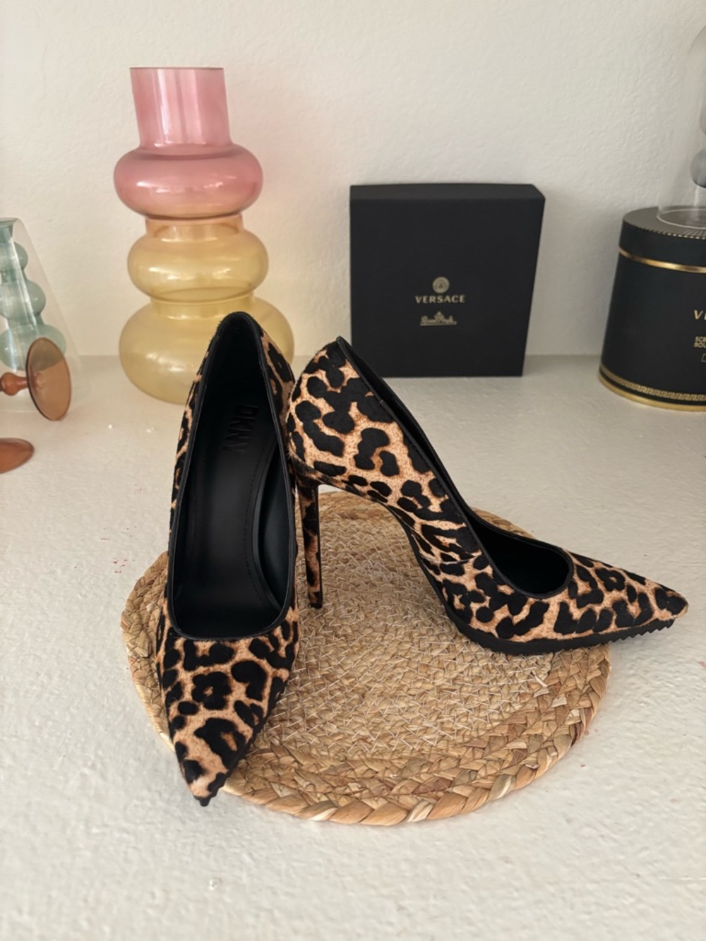 DKNY Leopard Print Pointed Toe Stiletto Pumps - Women's